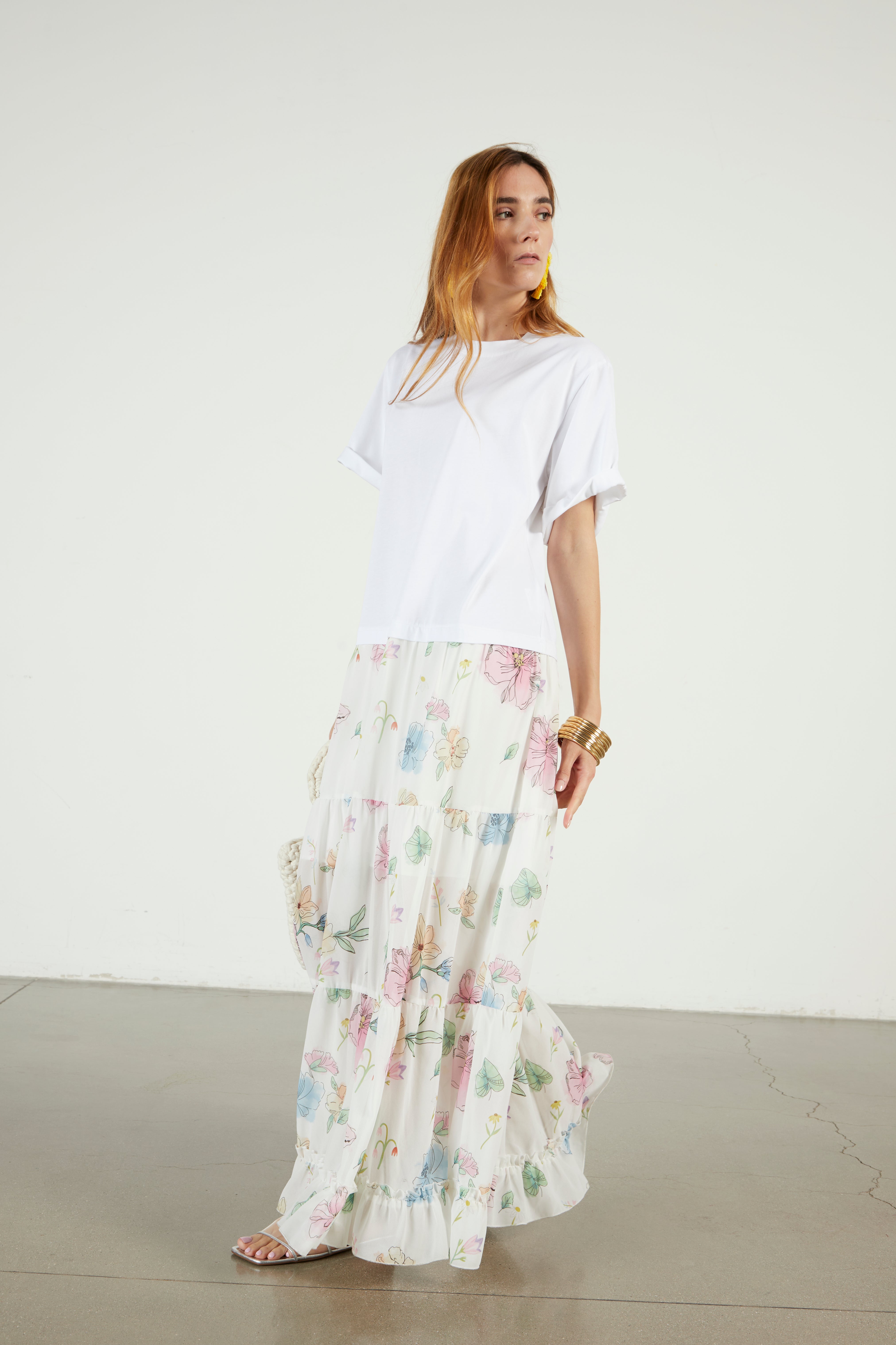 T-shirt Dress With Floral Print White