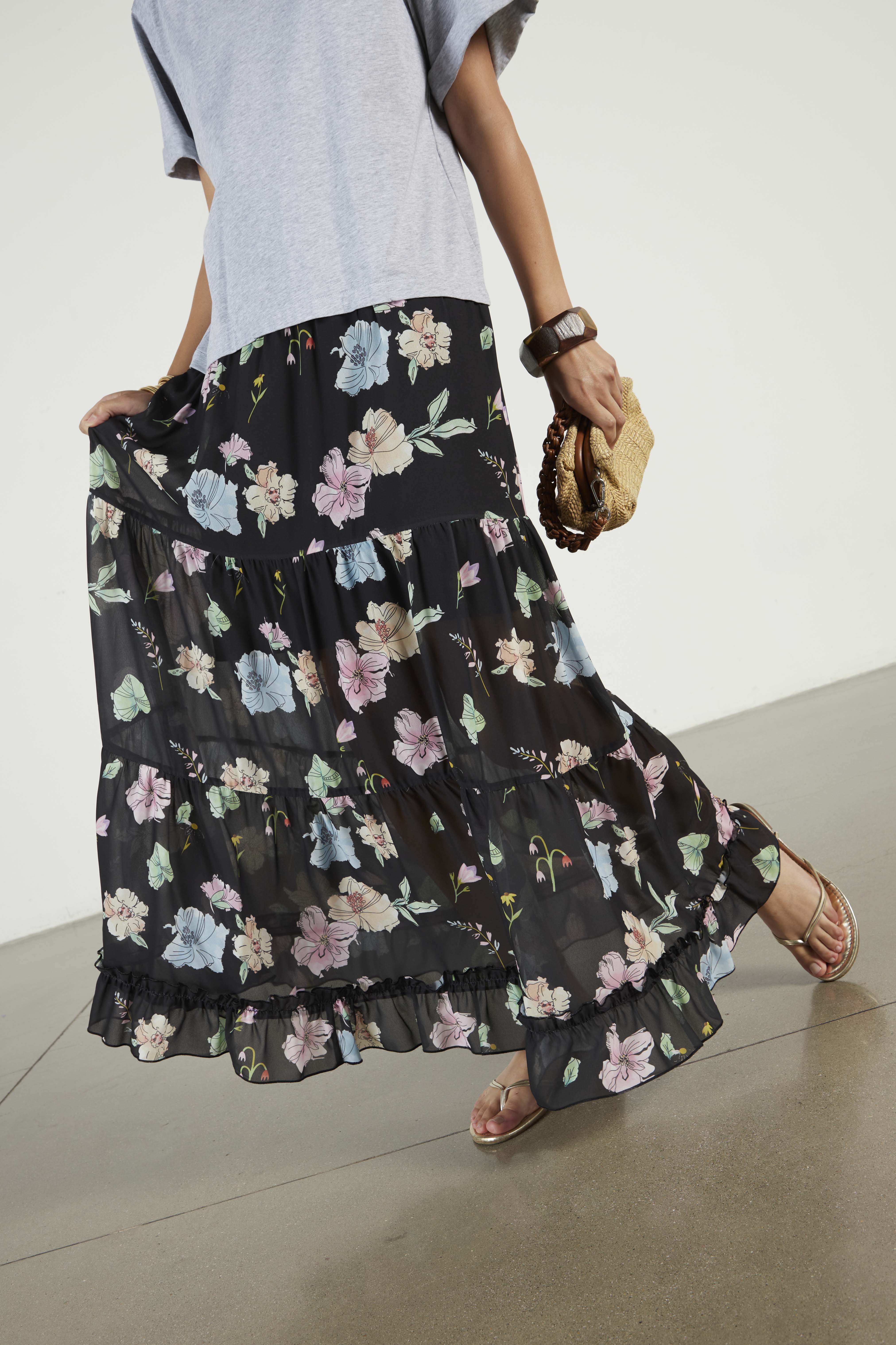 T-shirt Dress With Floral Print Black