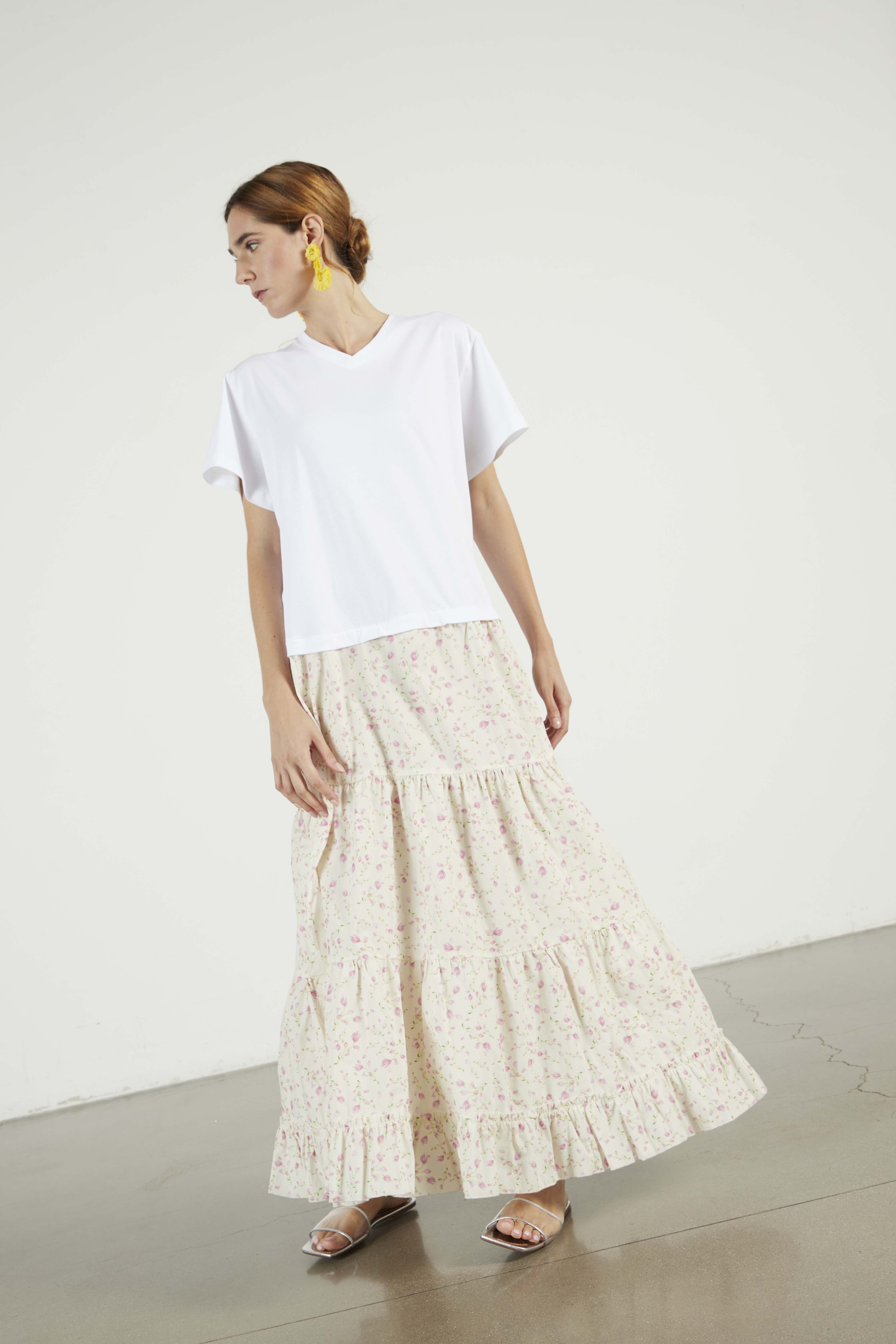 V-neck t-shirt dress with floral print