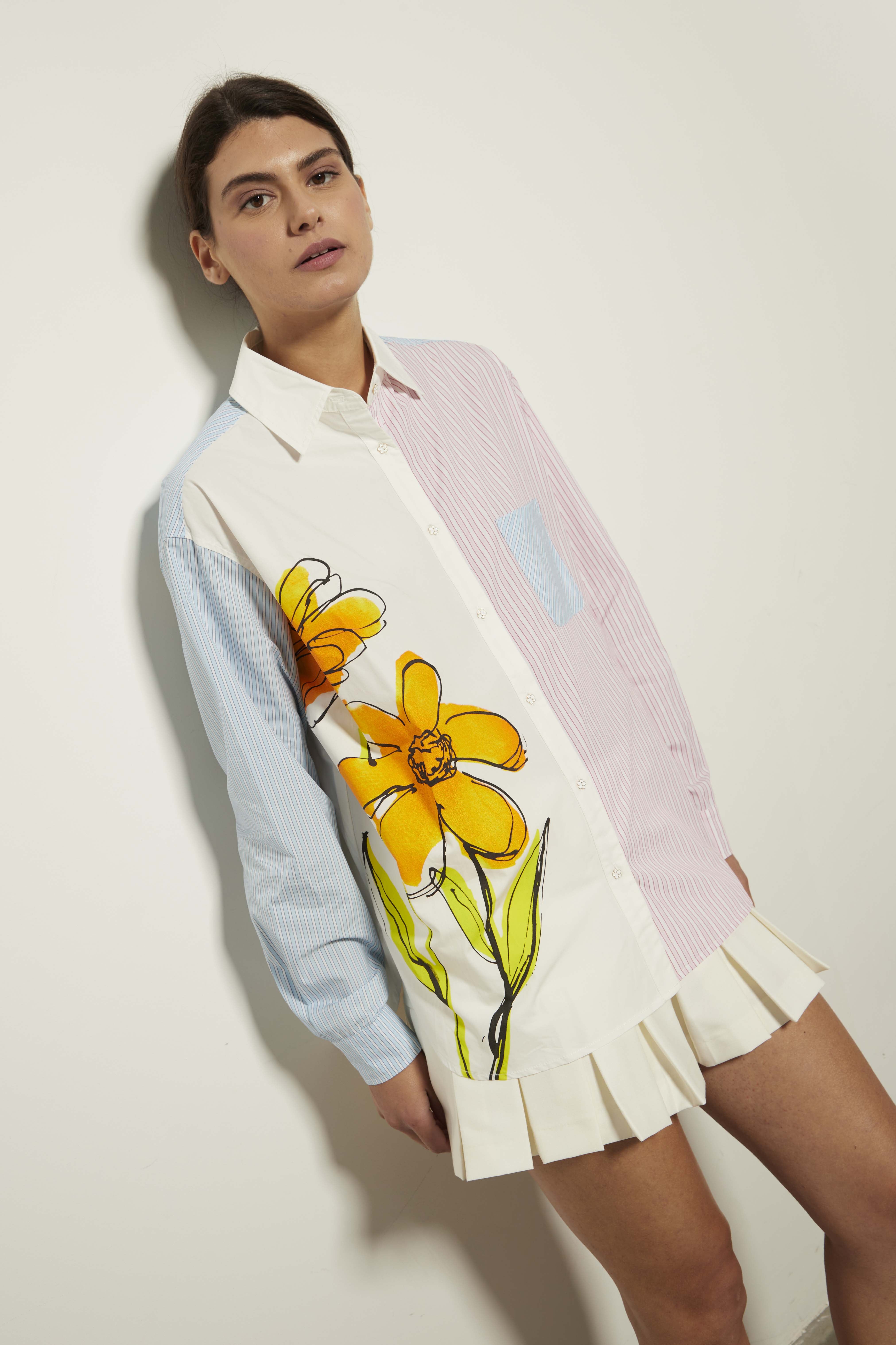 Striped and Floral Shirt