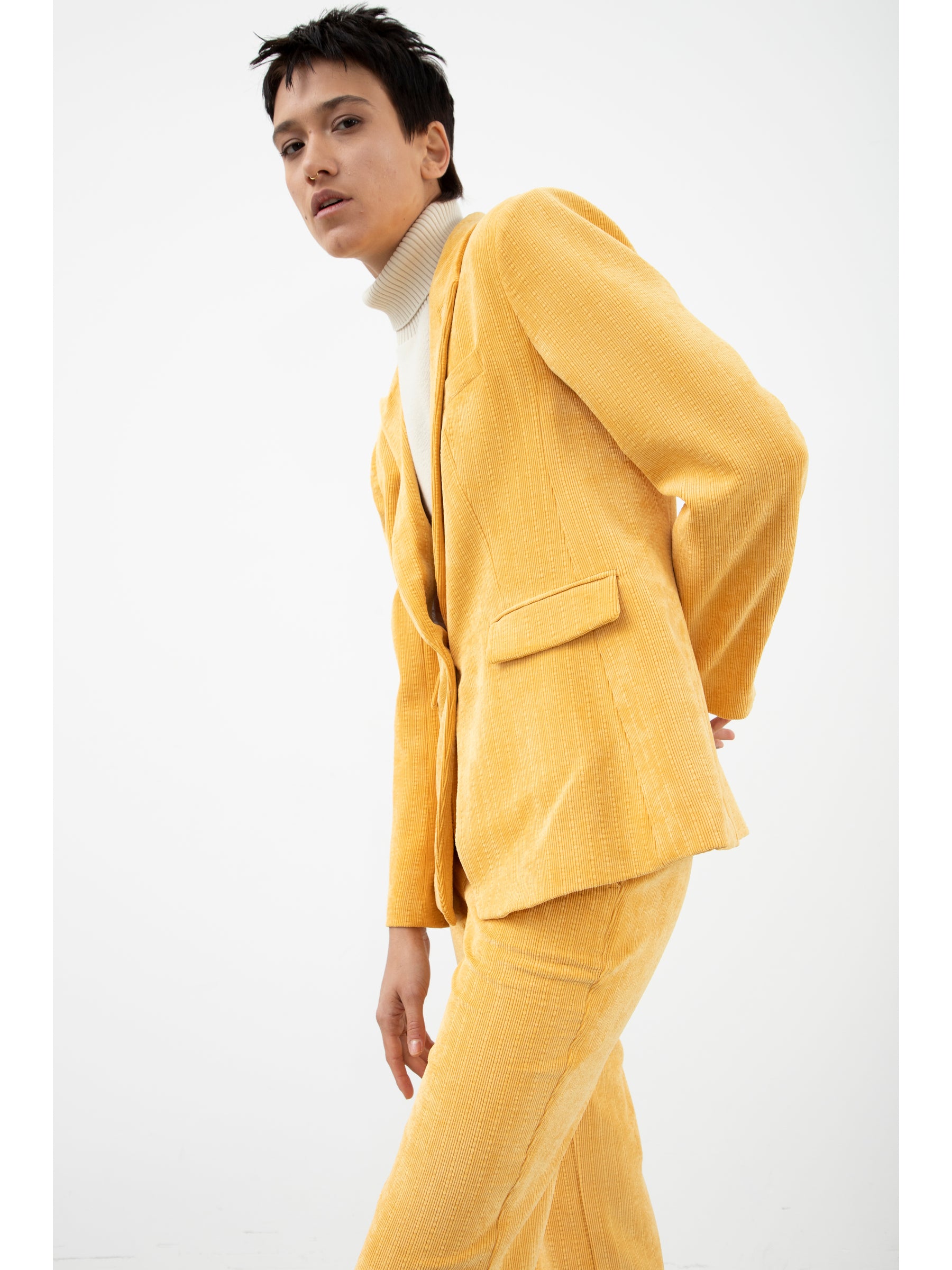 Tailleur With Single Breasted Blazer Yellow