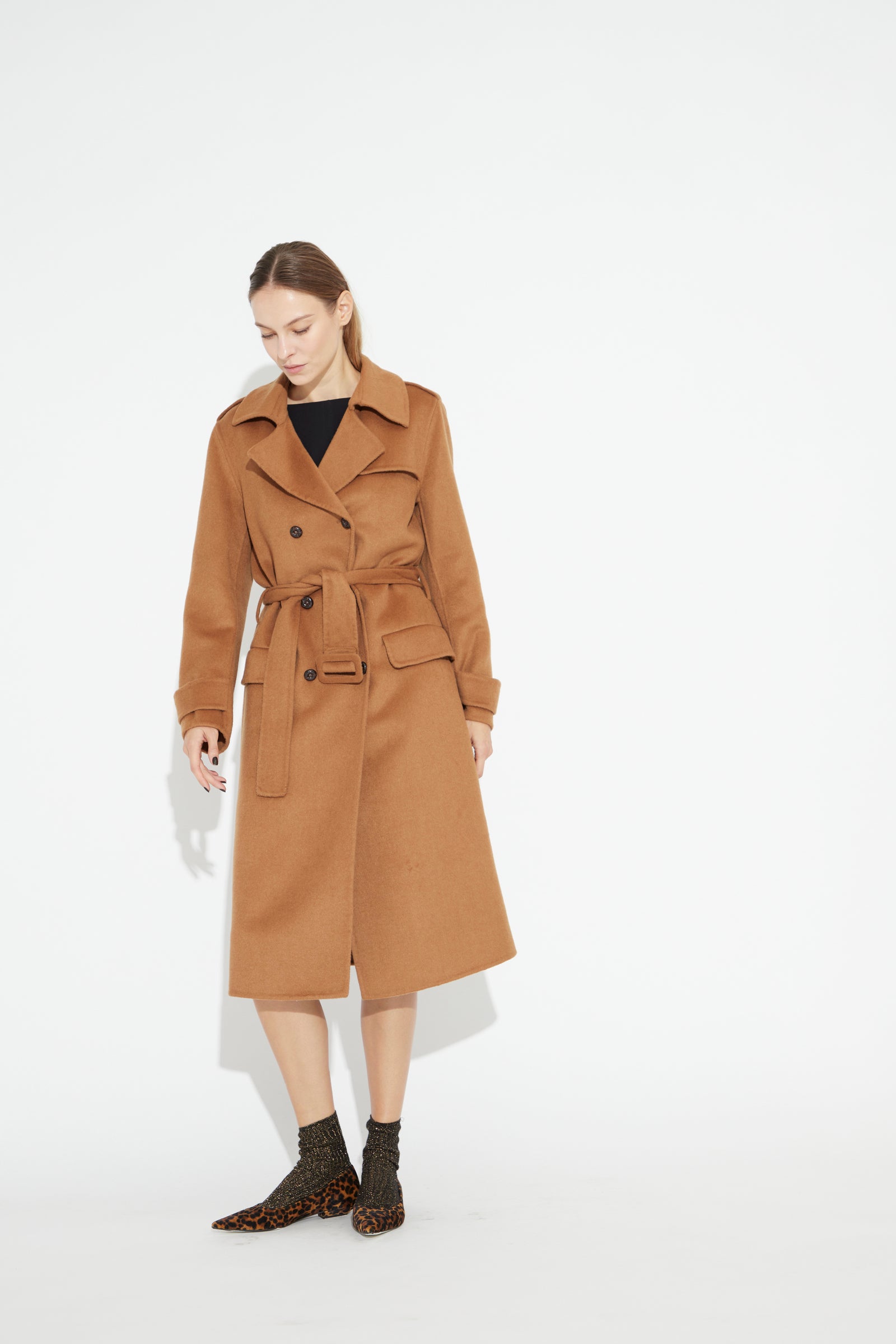 Trench Coat In Wool Camel