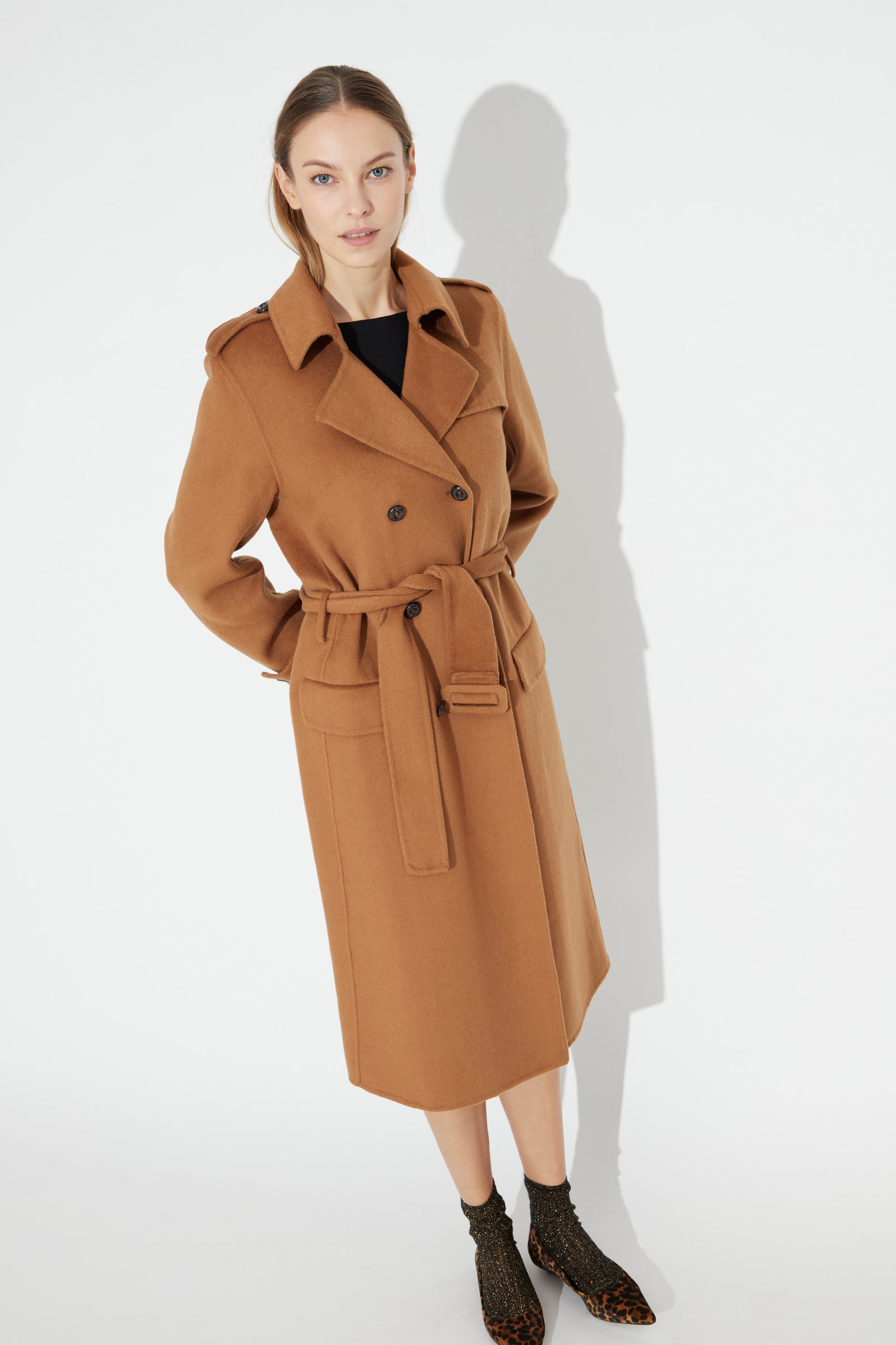 Trench Coat In Wool Camel