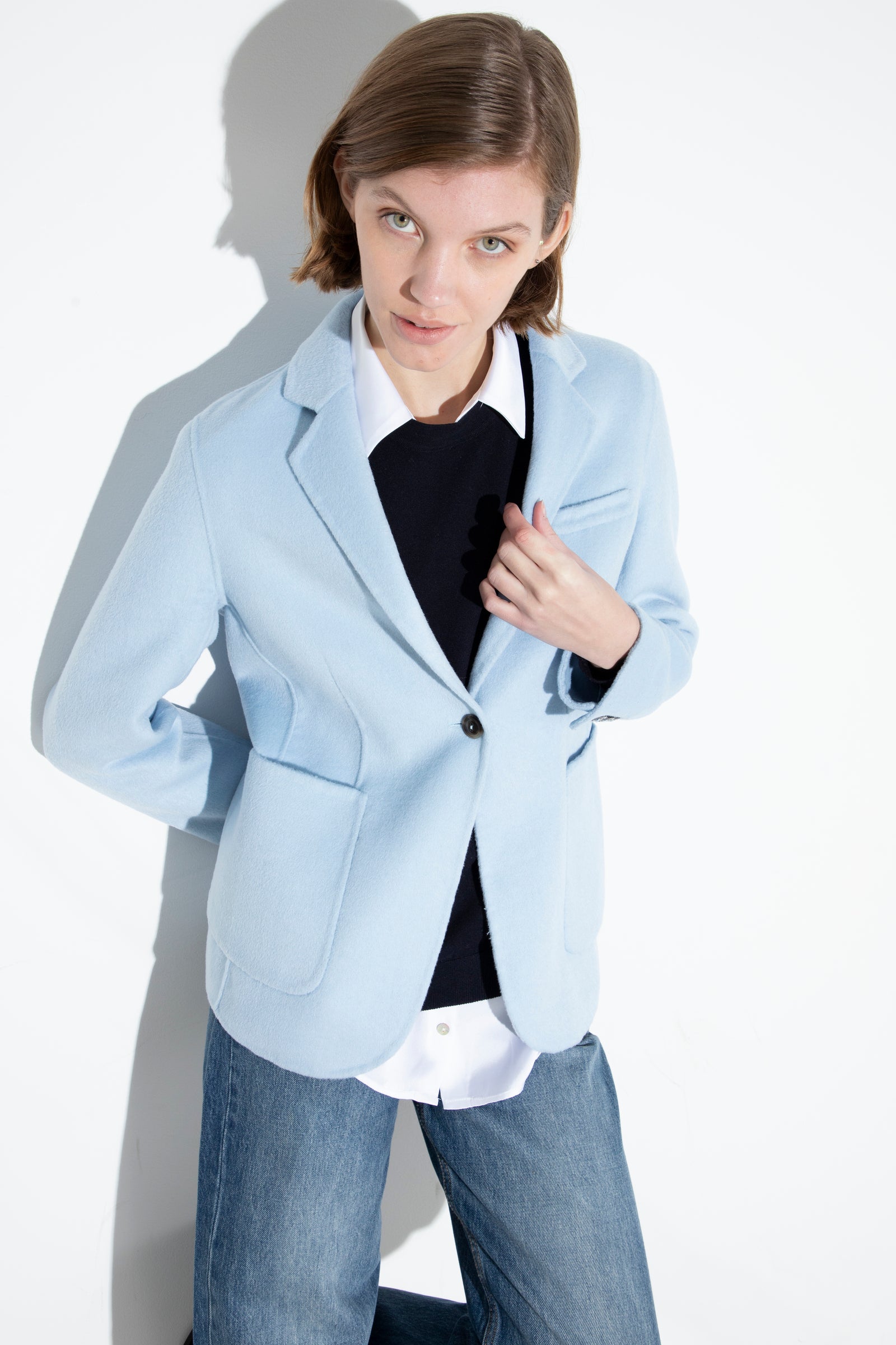 Blazer In Wool Light Blu