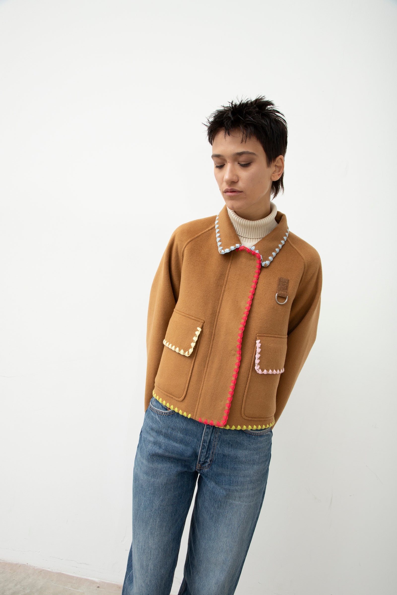 Short Coat Embroidery Camel