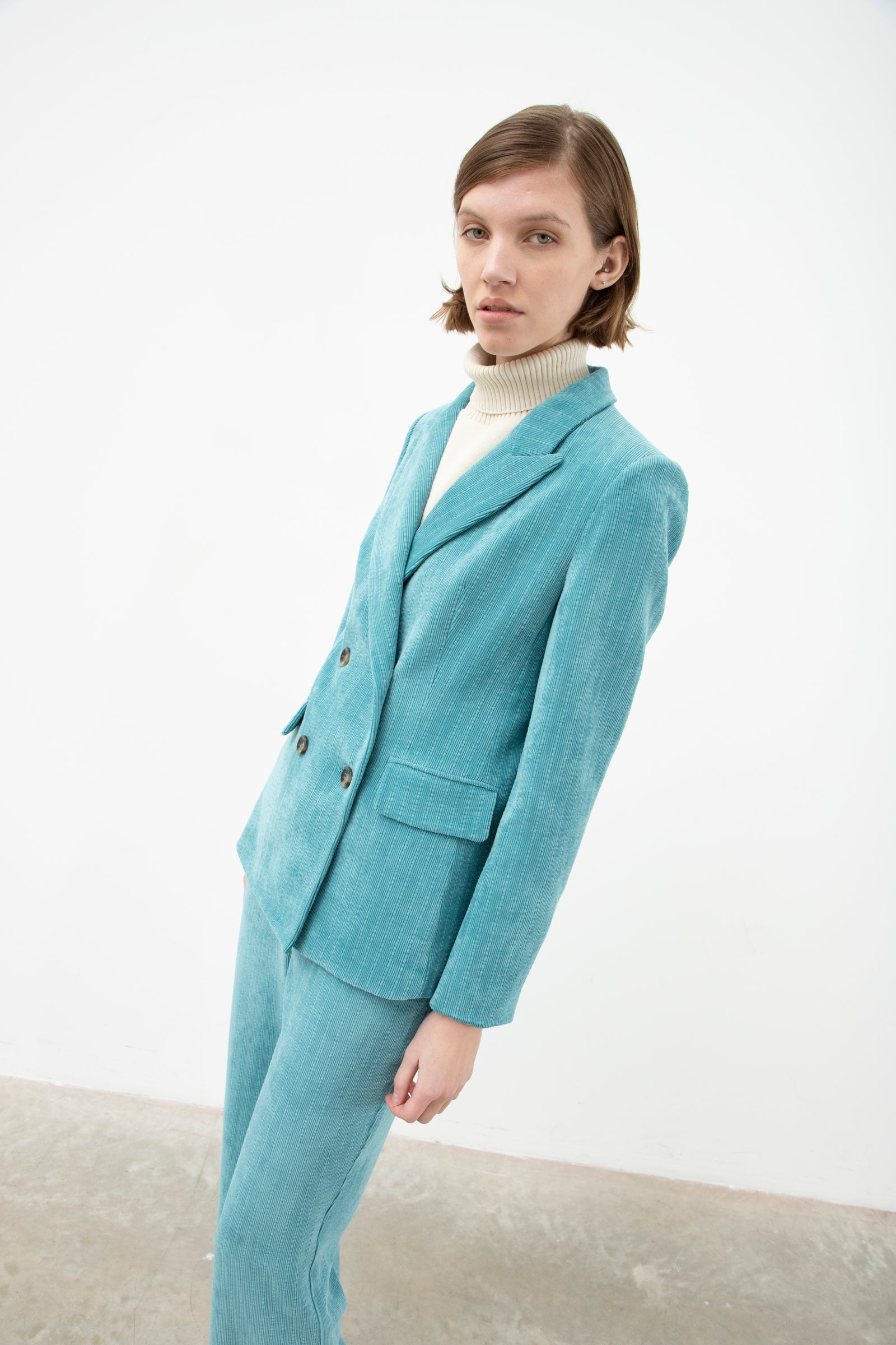 Tailleur With Double Breasted Blazer Light Blu