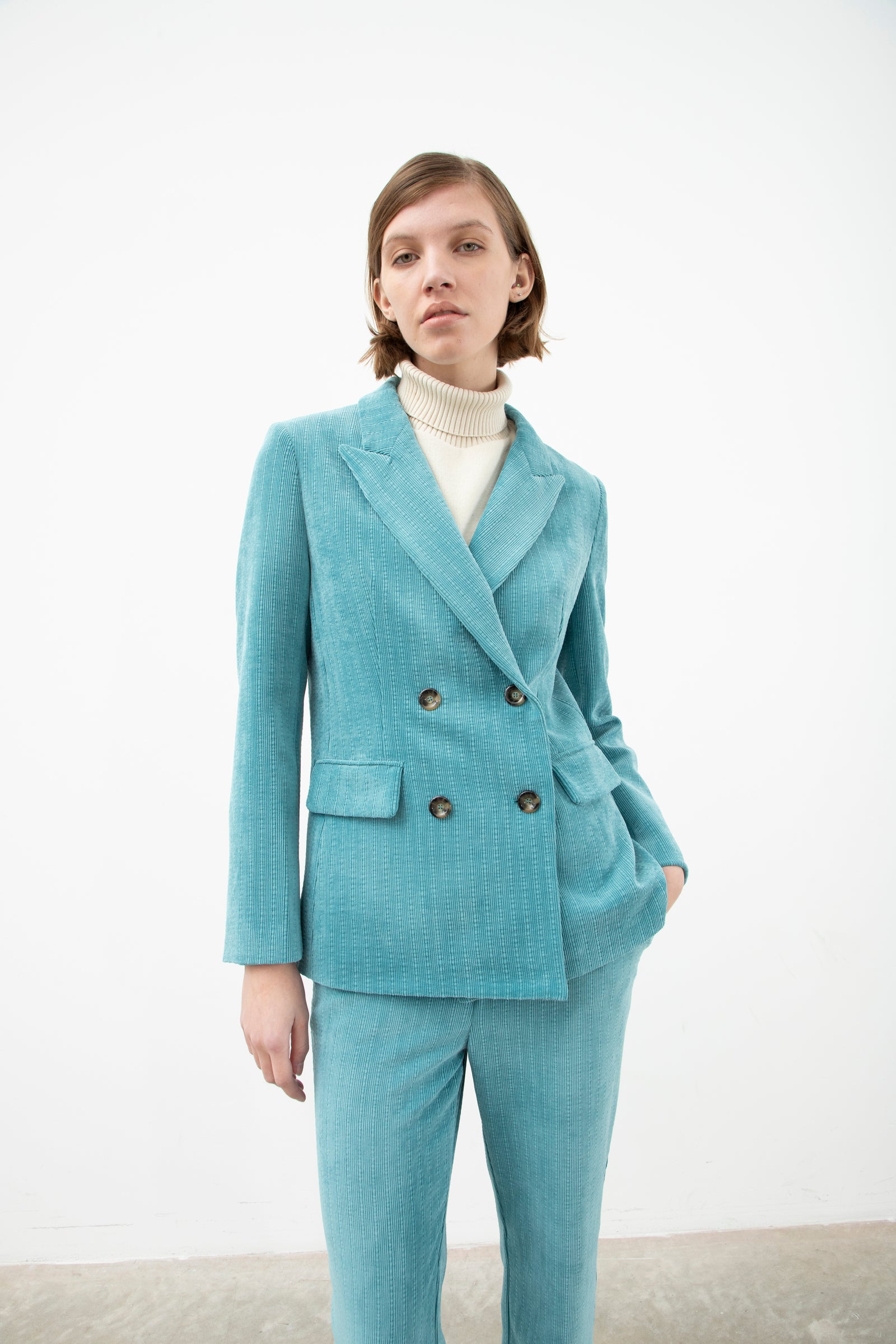 Tailleur With Double Breasted Blazer Light Blu