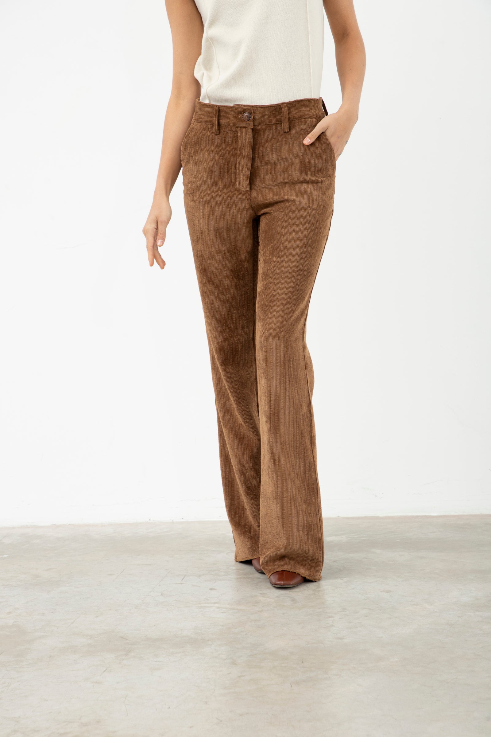 Long Pant In Velvet Camel