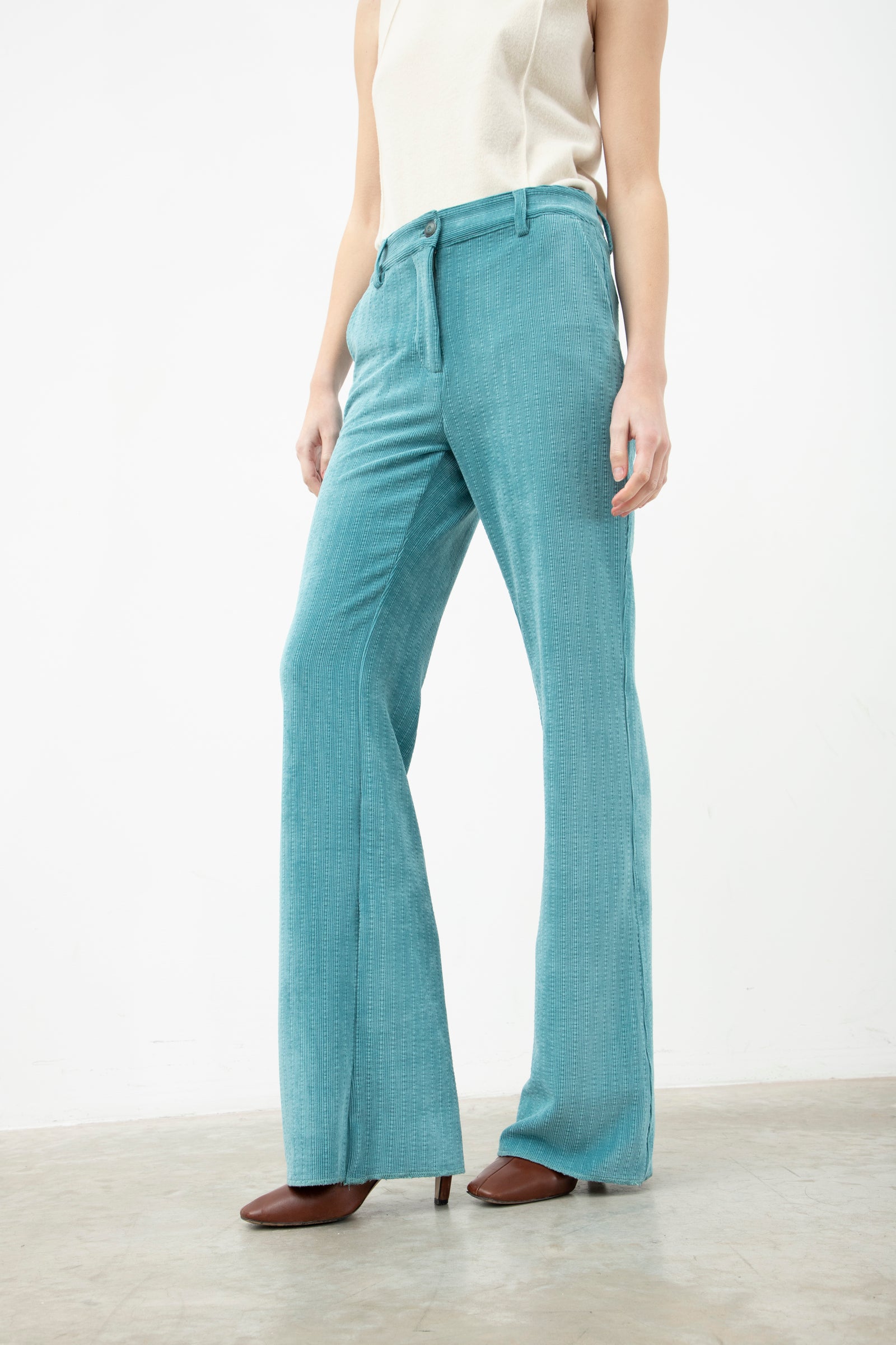 Long Pant In Velvet Light Blu